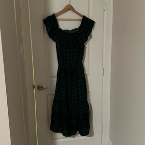 Draper James Off the Shoulder Tie Waist Dress in Angie Plaid, Size XXL, NWT
